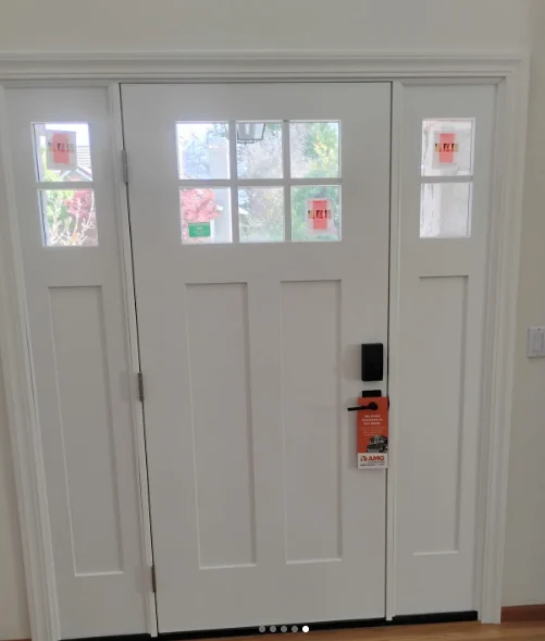Alpine interior Therma-Tru Smooth-Star door with divided glass and two sidelites