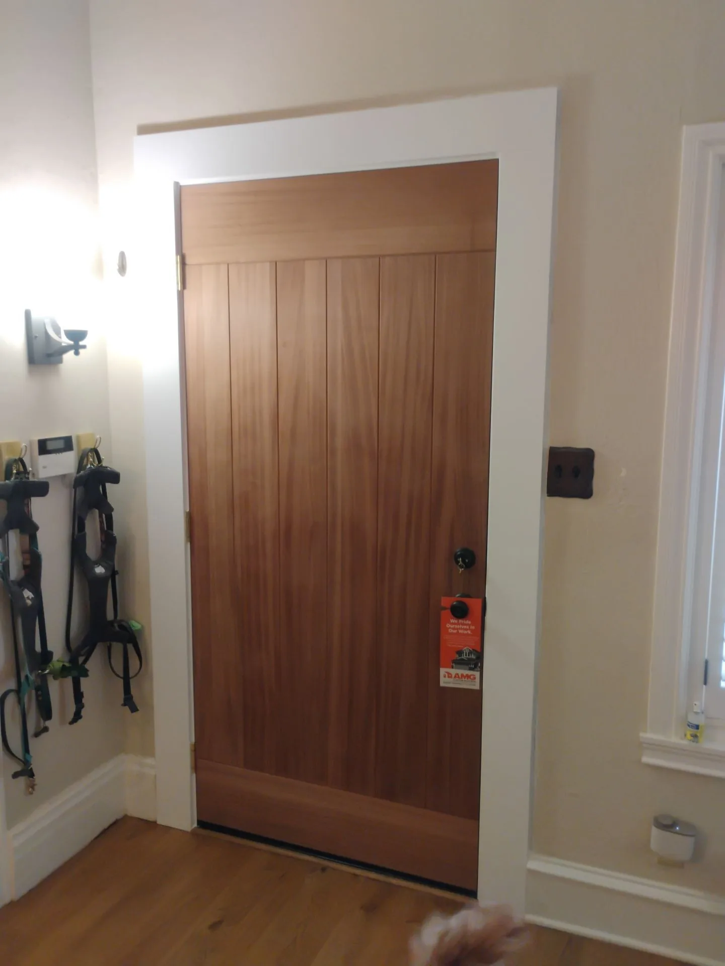 Interior view of Rogue Valley Door wood entry installation in Los Altos