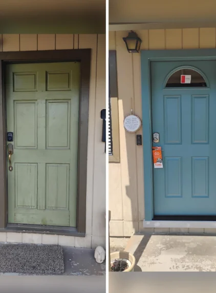Before-and-after Therma-Tru front door replacement in Novato, California