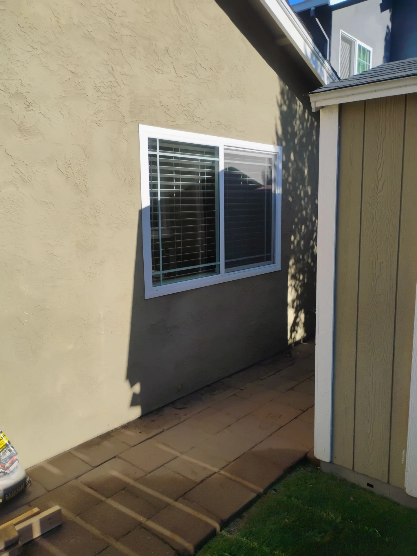 Exterior window opening before patio door installation in Pleasanton