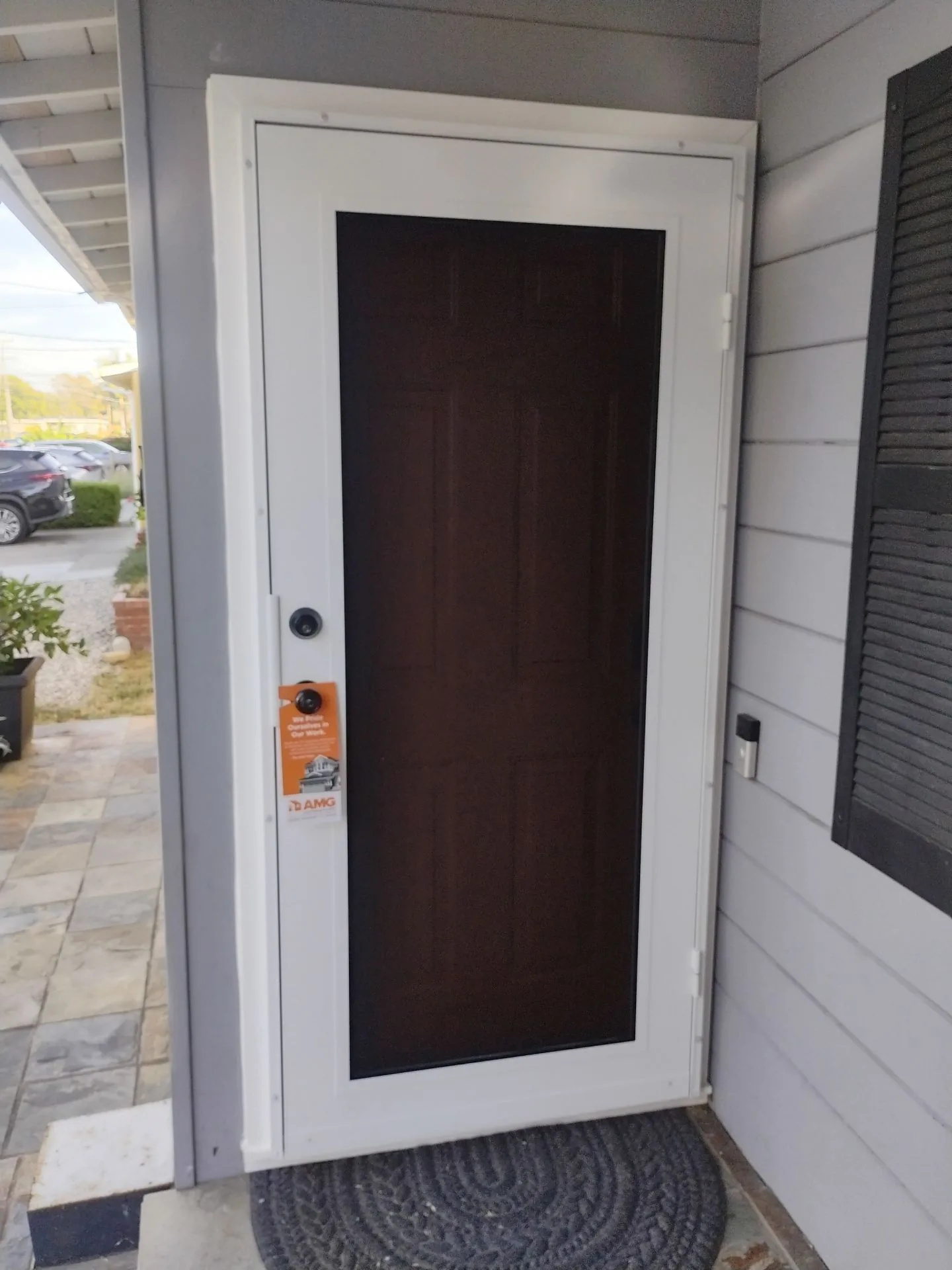 AMG Doors & Windows Titan Security Premium Full-View MeshTec Screen security door installation in Hayward, CA