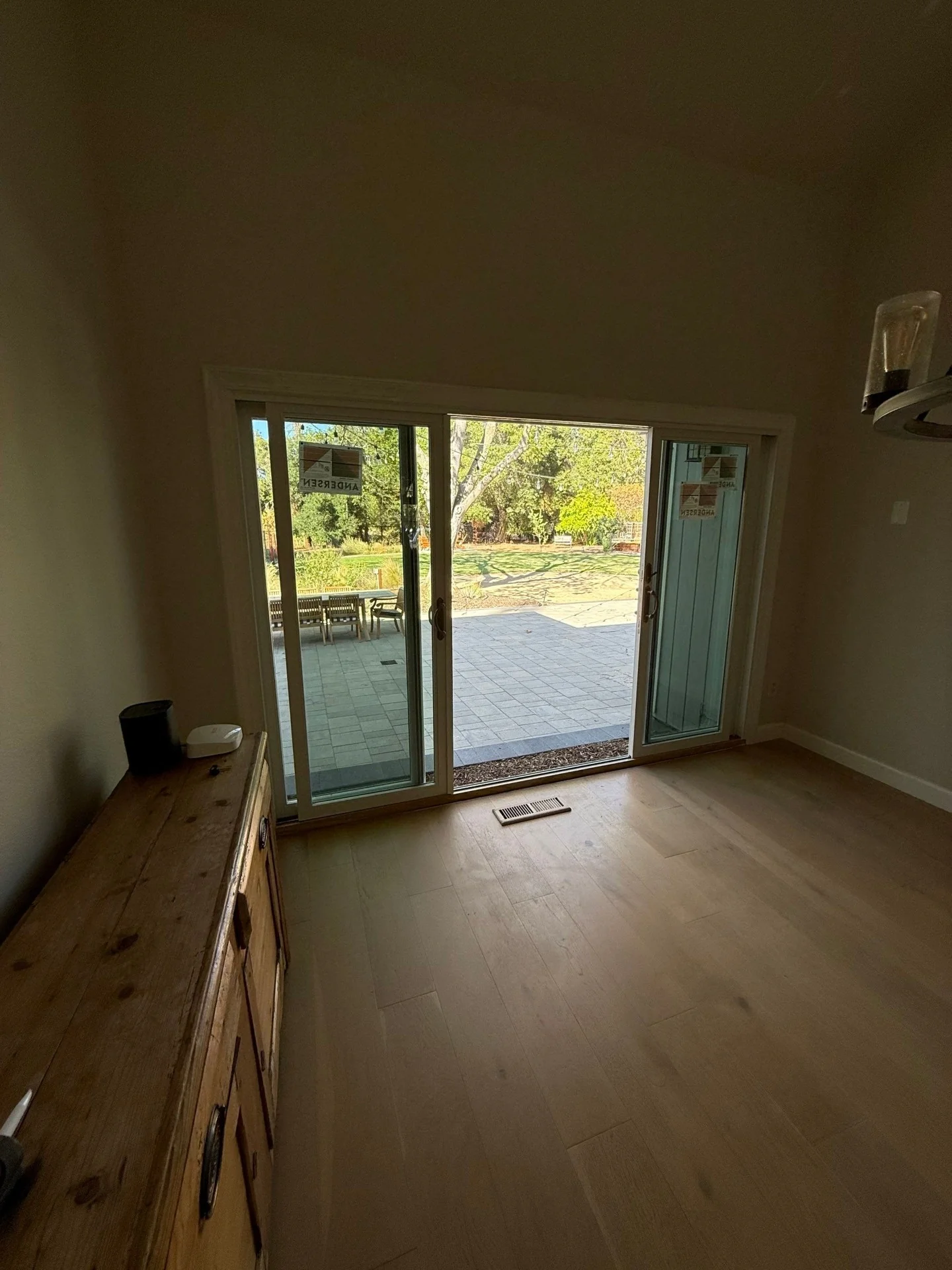 Straight-on interior view of Andersen E-Series 4-panel gliding patio door in Walnut Creek, CA