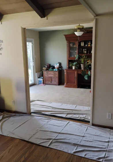 Open passage before custom interior doors were installed in a Fremont home