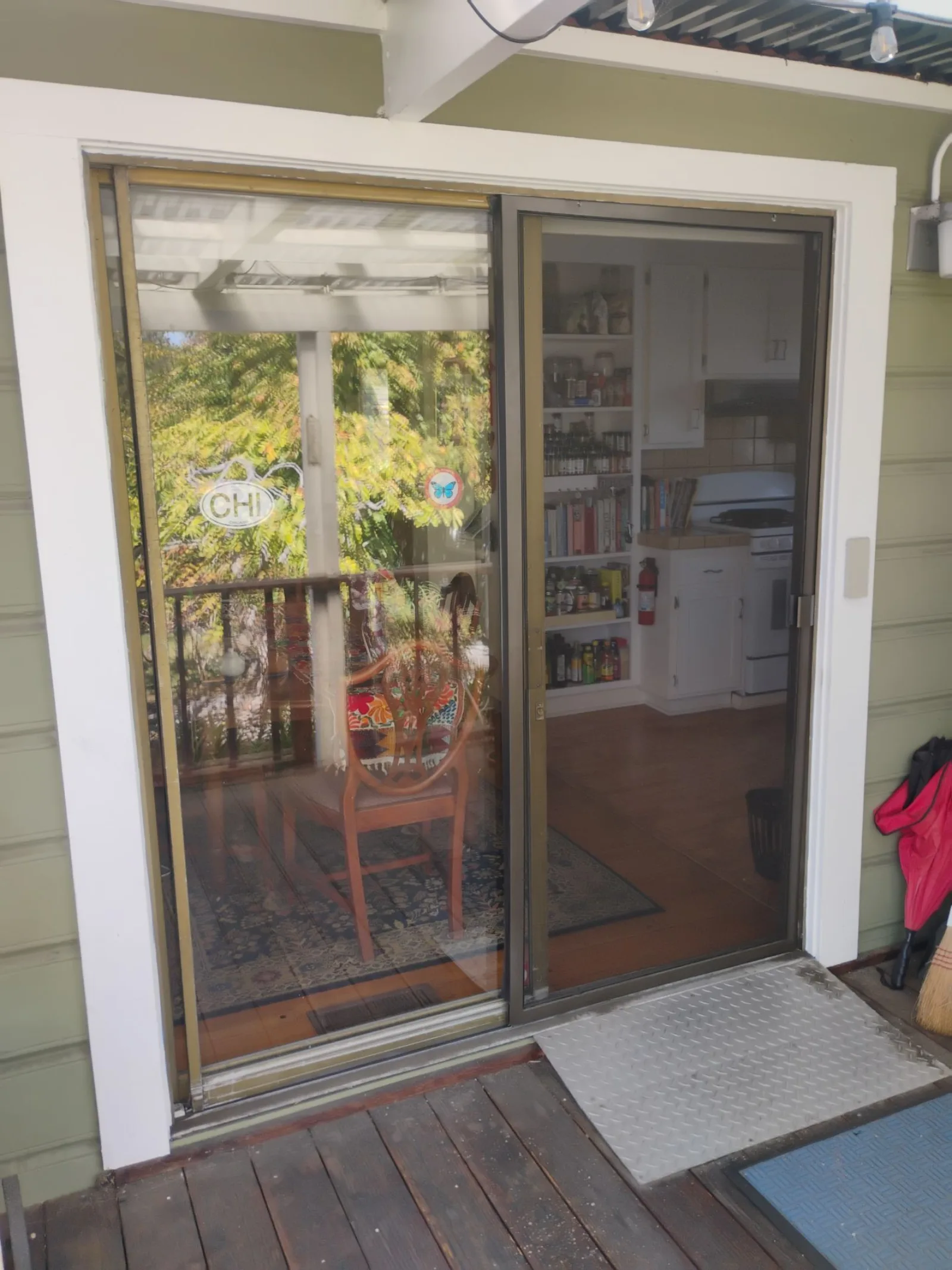Original aluminum patio door before Anlin installation in Richmond