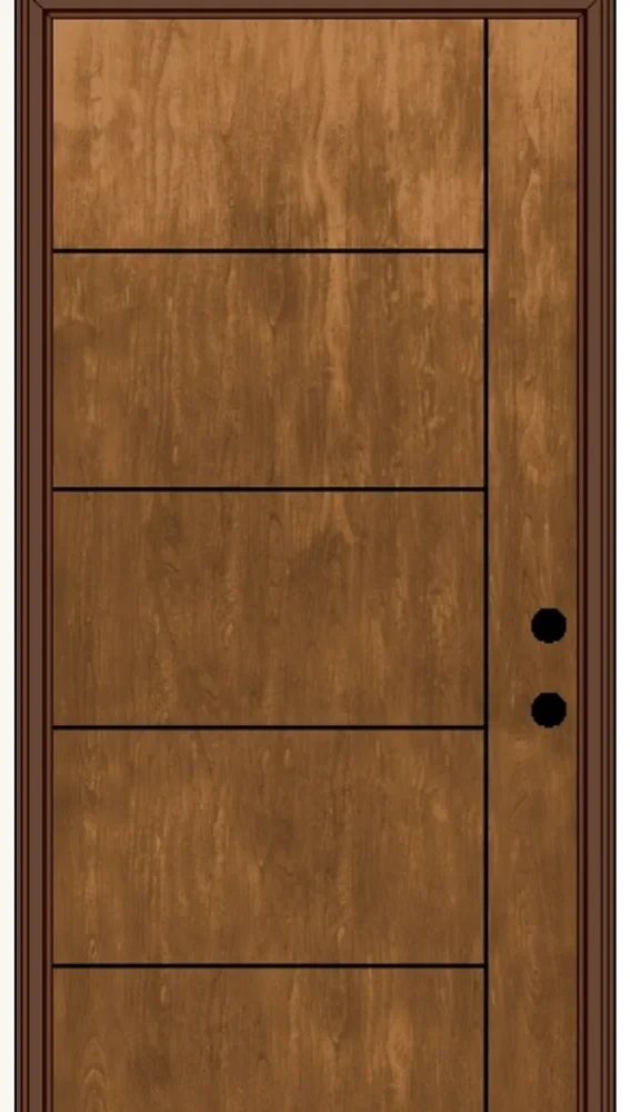 Factory-stained cherry fiberglass entry door