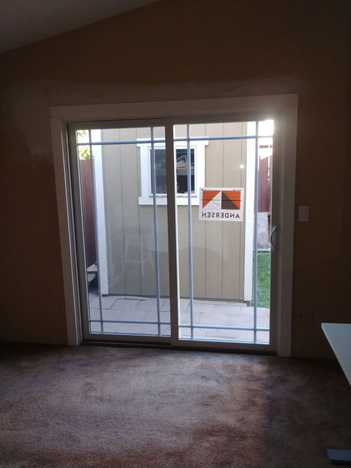 Interior view of the Andersen 100 Series patio door installed by AMG in a Pleasanton home