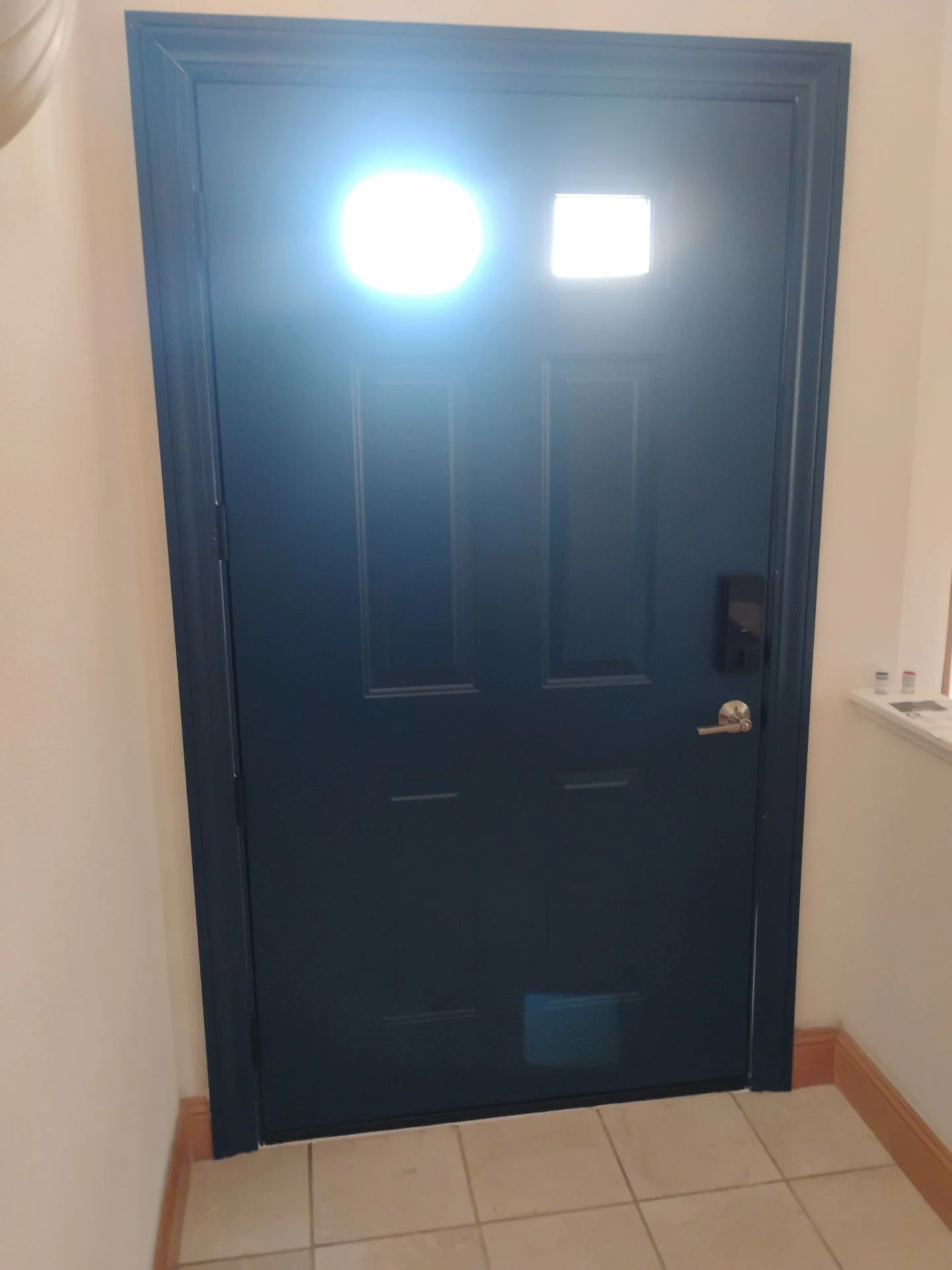 Interior view of ProVia Legacy steel front door installed by AMG