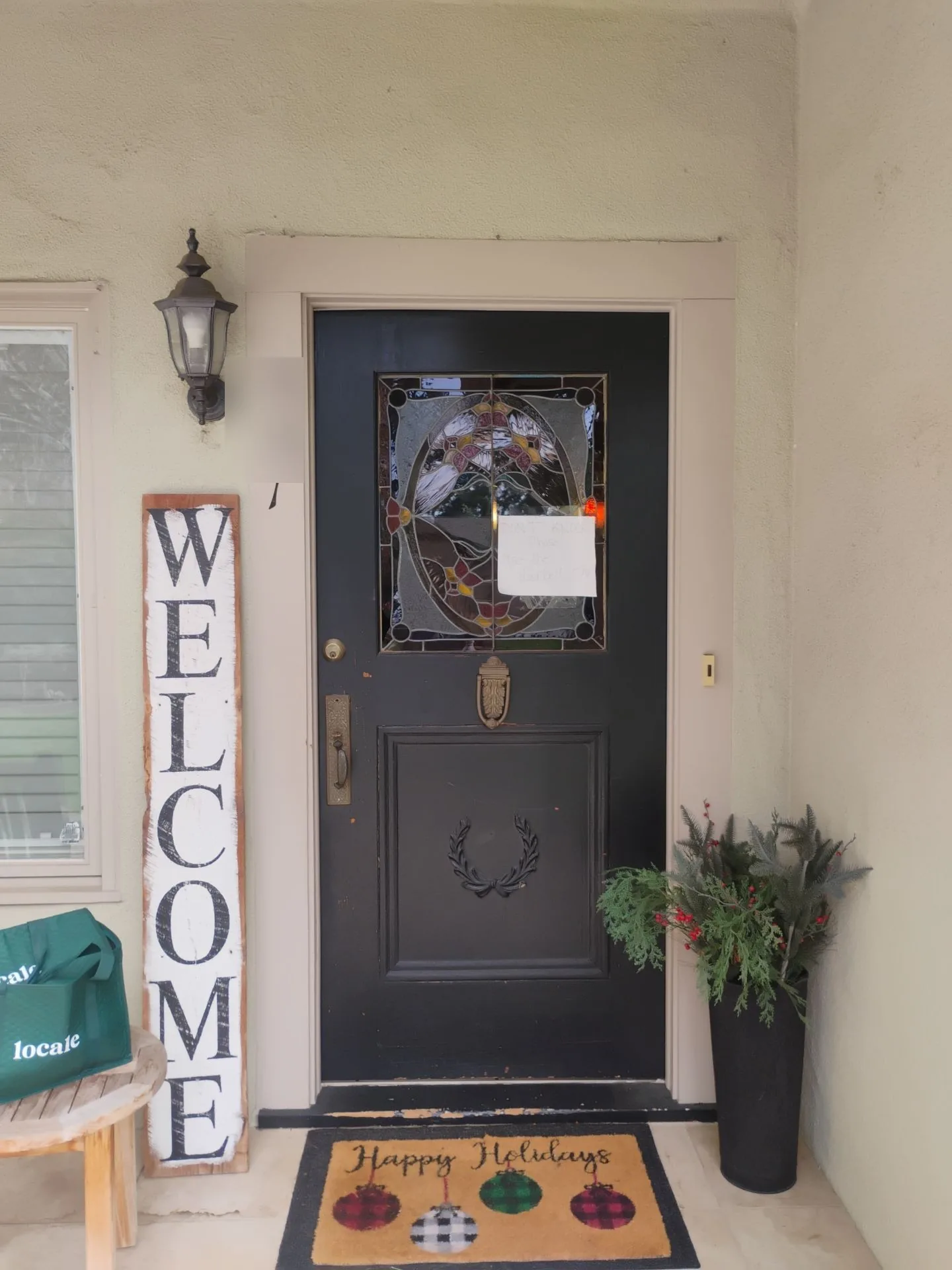 Original front door before wood entry replacement in Los Altos