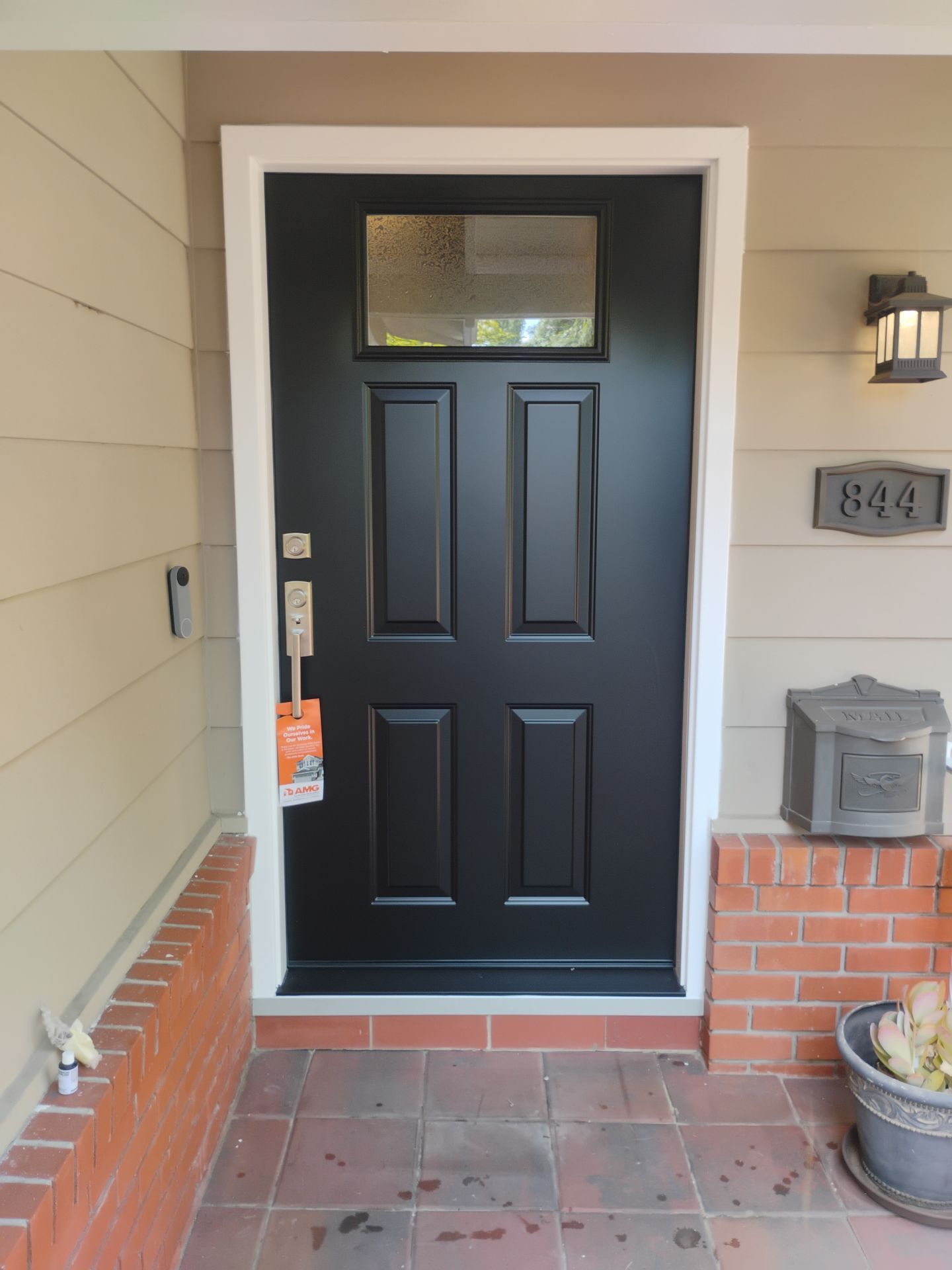 Therma-Tru Smooth-Star Onyx single front door installed by AMG in Burlingame, California