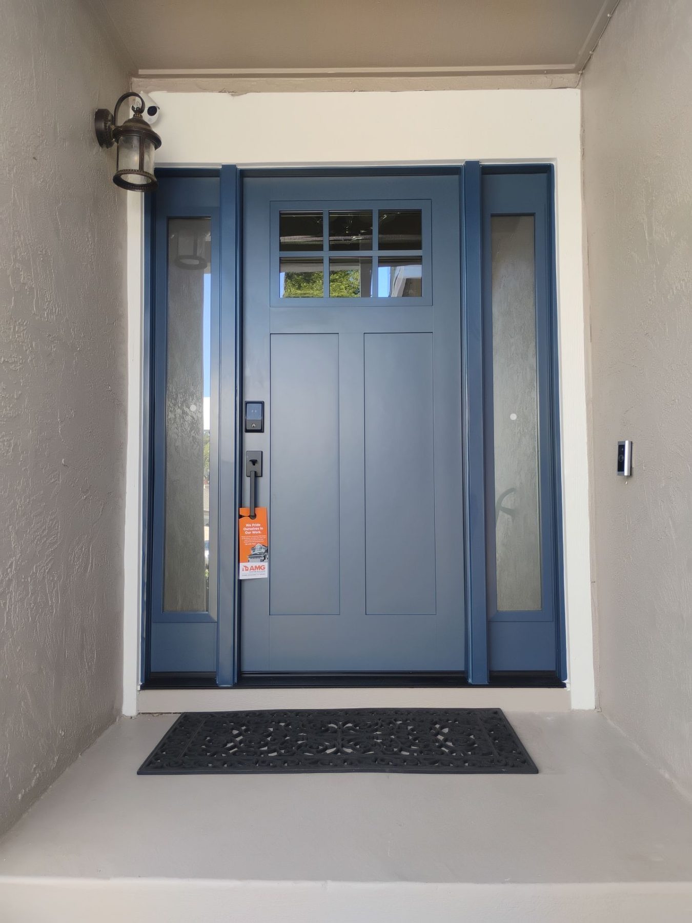 ProVia single front door with two sidelights installed by AMG in Castro Valley, California