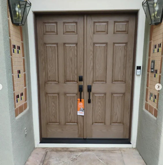Therma-Tru Fiber-Classic Oak double front doors installed by AMG in Lafayette, California