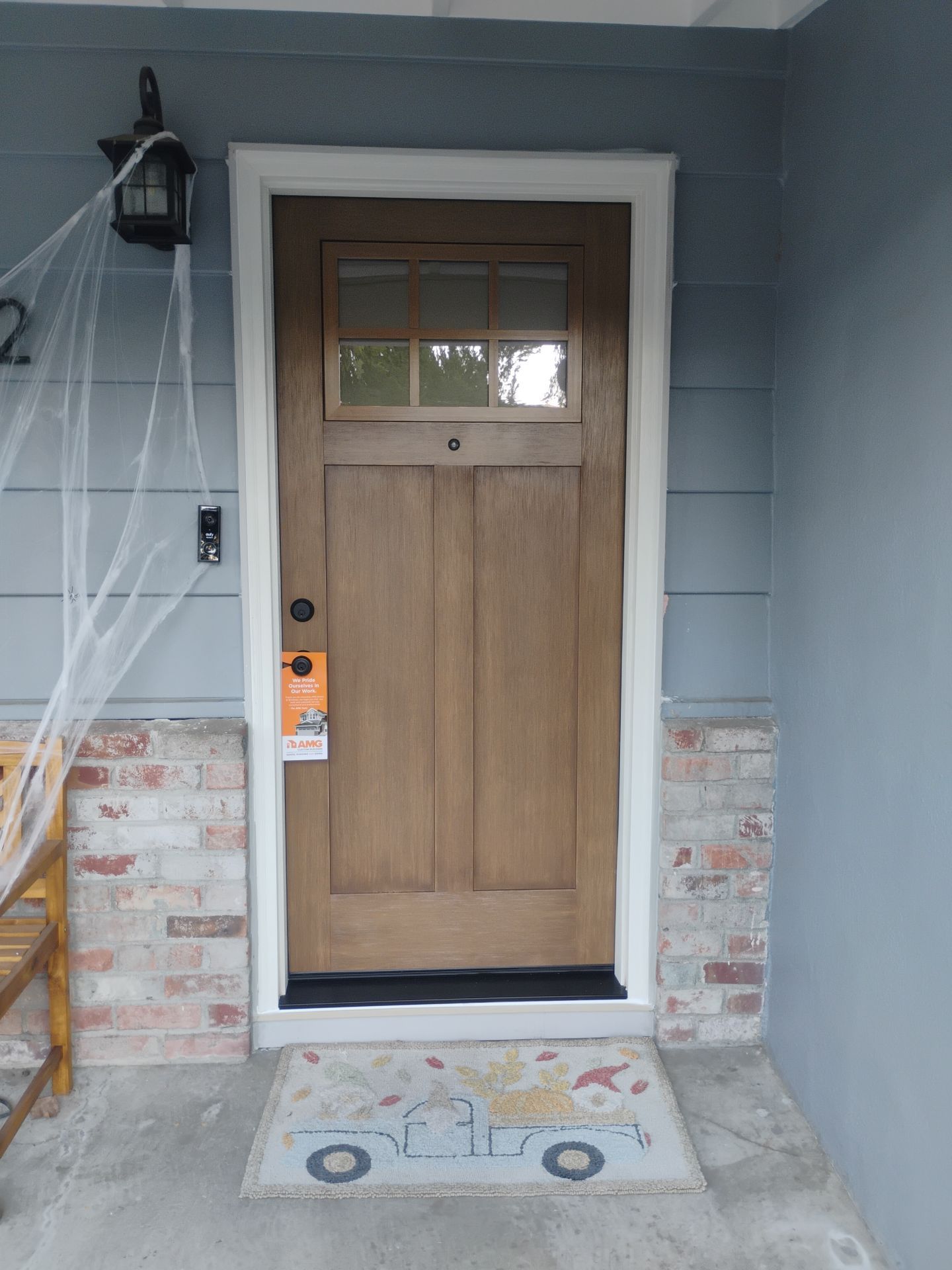 ProVia Signet premium fiberglass single front door installed by AMG in Pleasant Hill, California