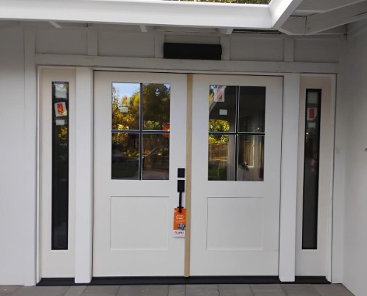 Therma-Tru Smooth-Star double front doors with two sidelights installed by AMG in Walnut Creek, California