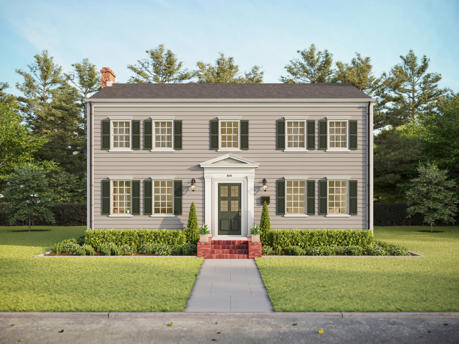 Colonial home with Hardie® Plank Pearl Gray with Arctic White trim
