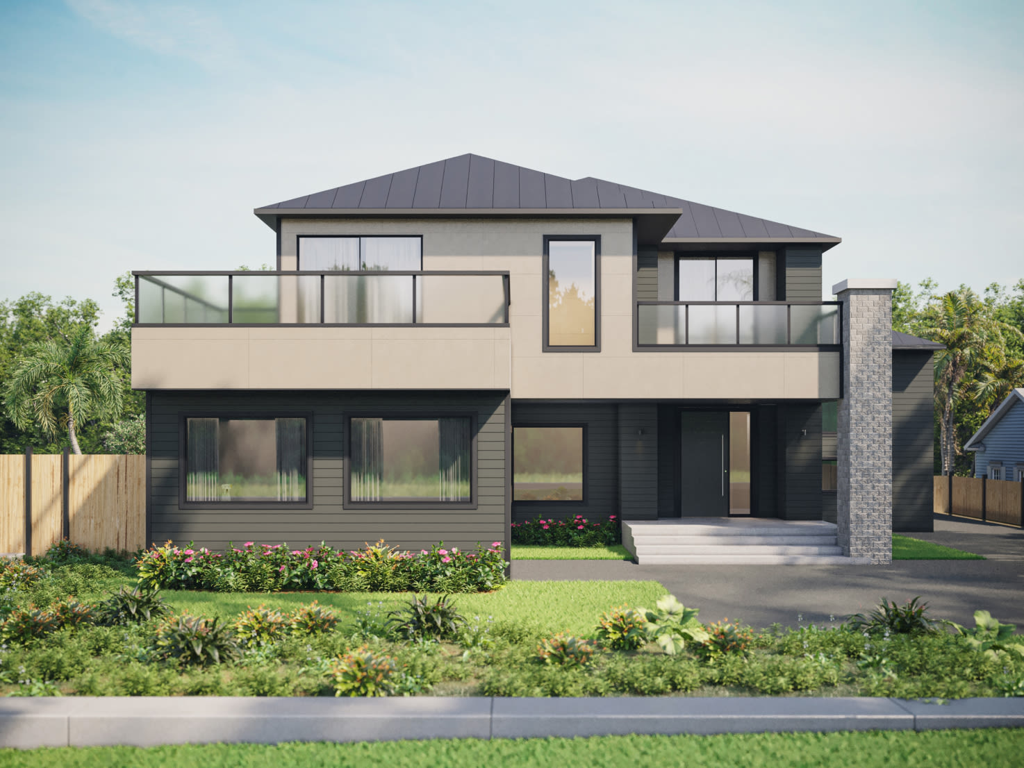 Contemporary home with Architectural Panel Cobble Stone with Artisan Shiplap Iron Gray