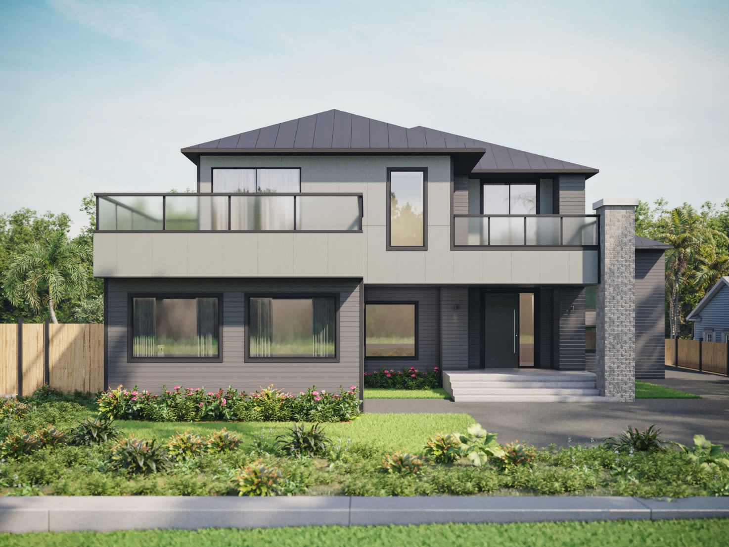 Contemporary home with Artisan V-Groove Gray Slate + Architectural Panel Light Mist