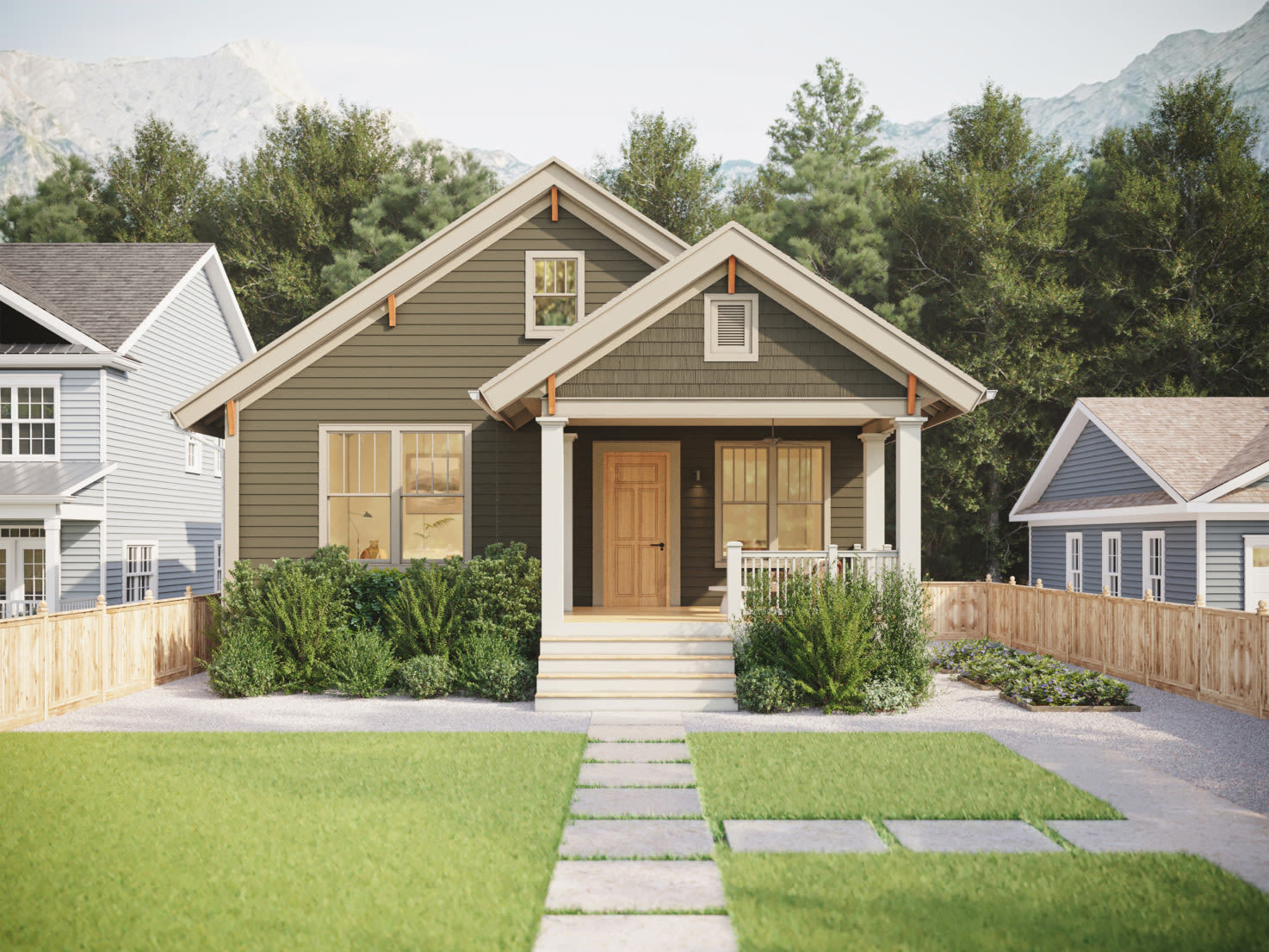 Bay Area craftsman home with James Hardie siding in Mountain Sage