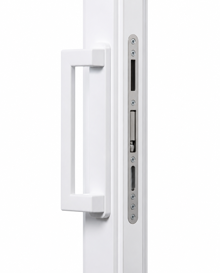 Anlin Malibu contemporary sliding patio door handle set in white