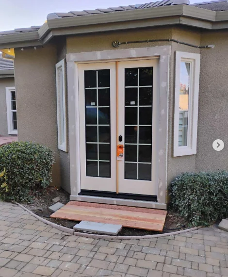 AMG Doors & Windows Therma-Tru window to french door conversion in Castro Valley, CA