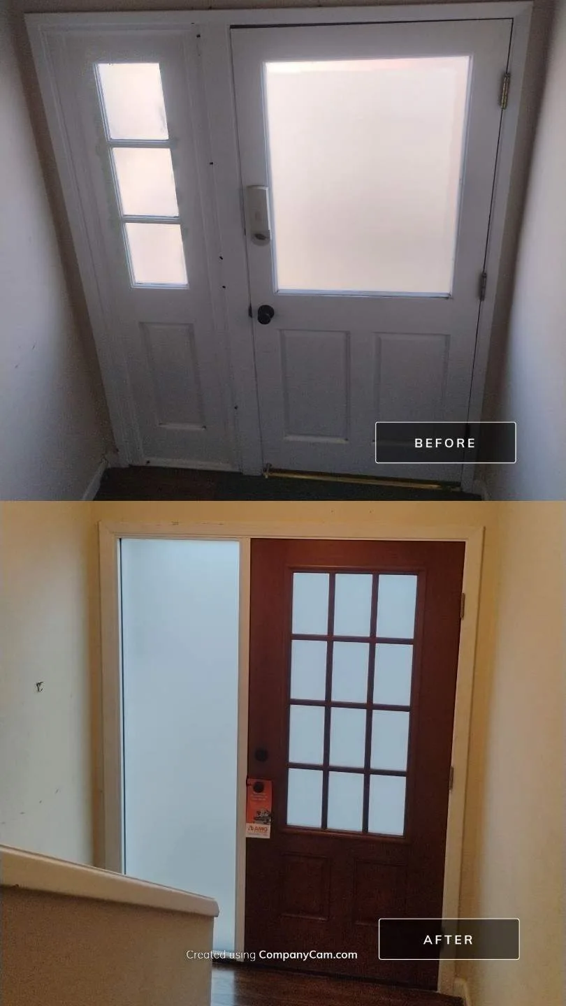Therma-Tru Front Door Replacement With Frosted Sidelight in San Bruno, CA
