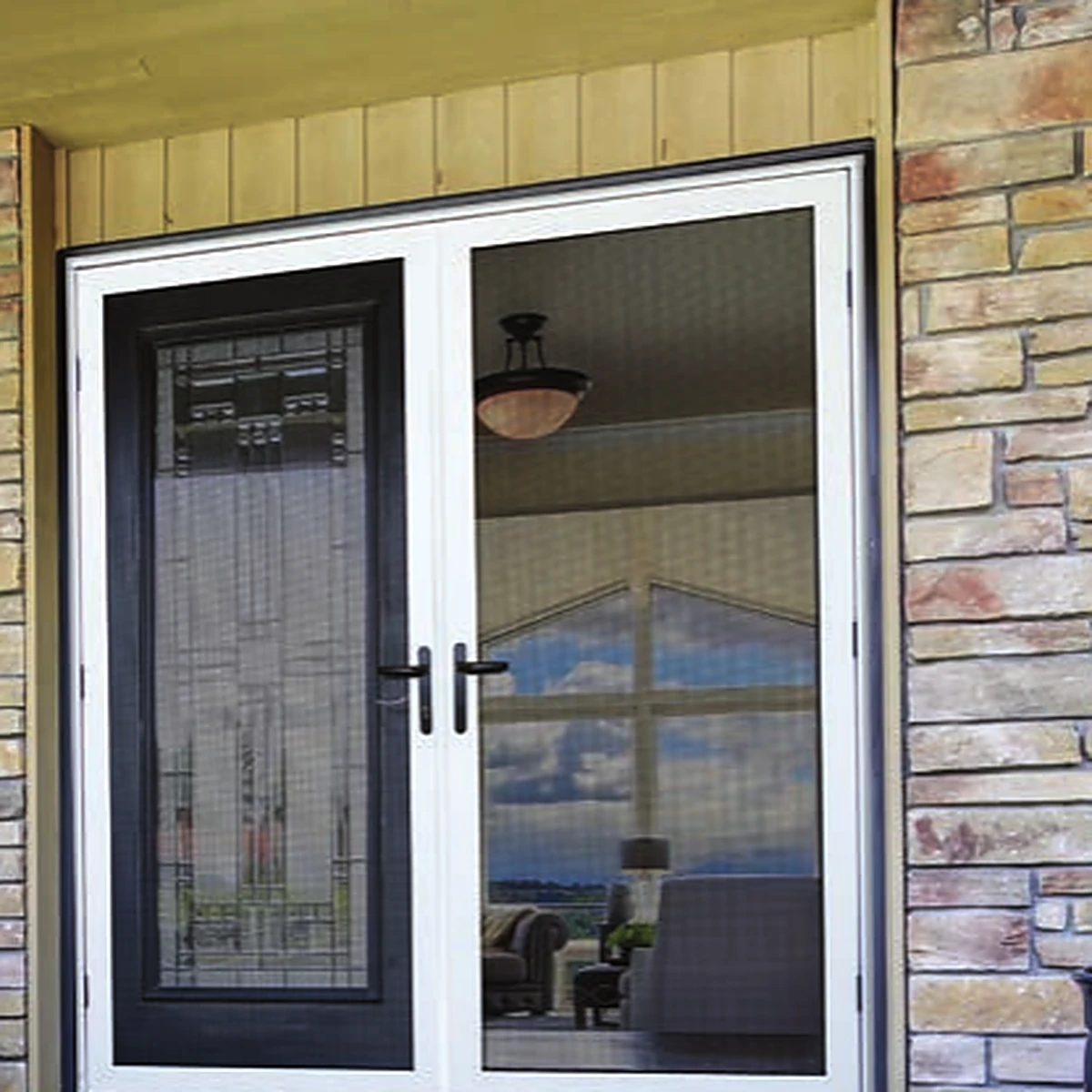 Titan Security Ultimate full-view MeshTec French security doors on a patio entry