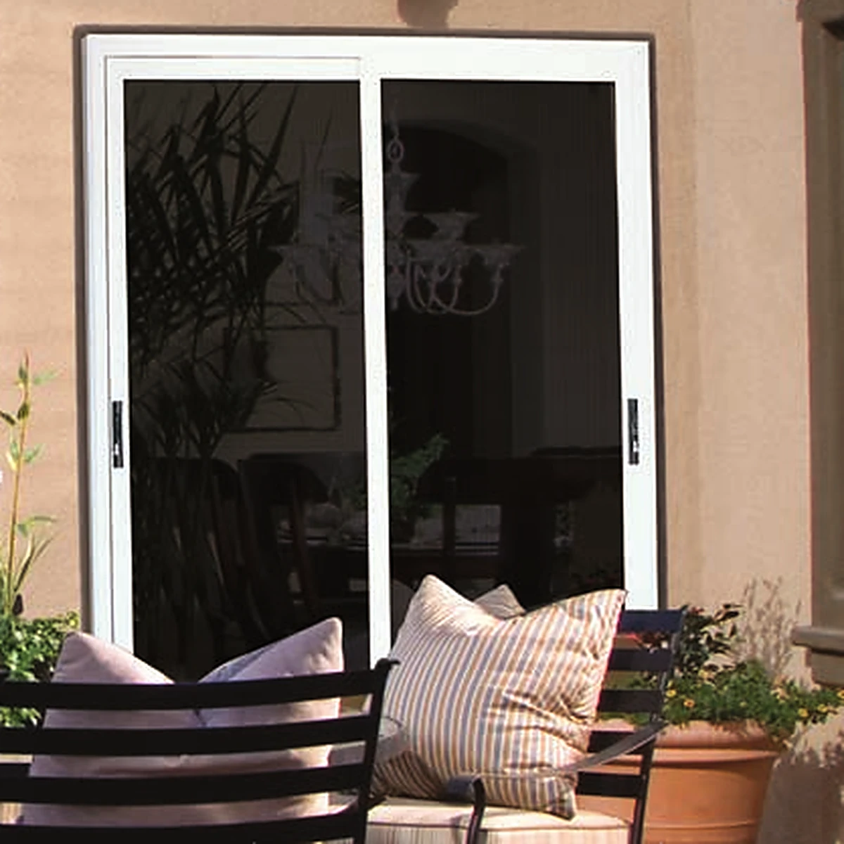 Titan Security Ultimate MeshTec sliding patio security door on a rear patio slider