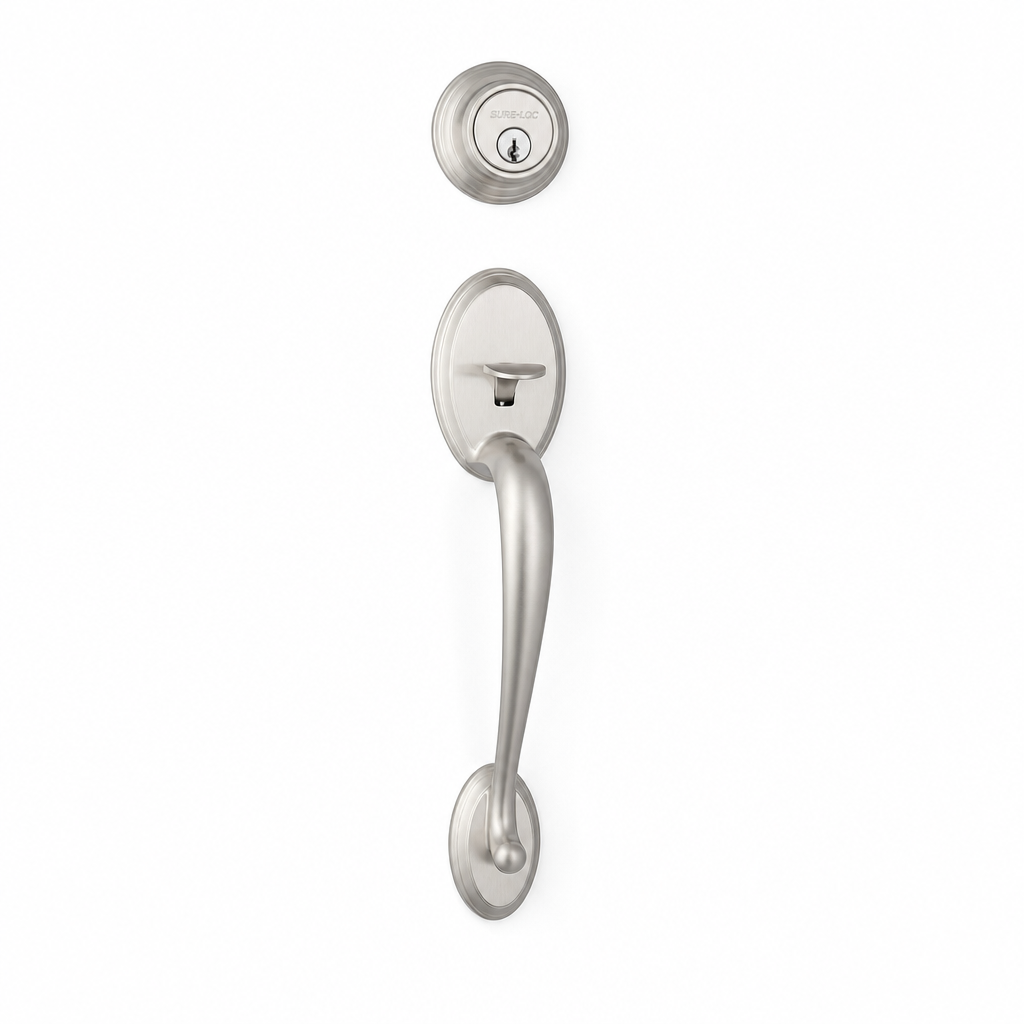 Alta + Snowbird Handleset exterior trim in Satin Nickel