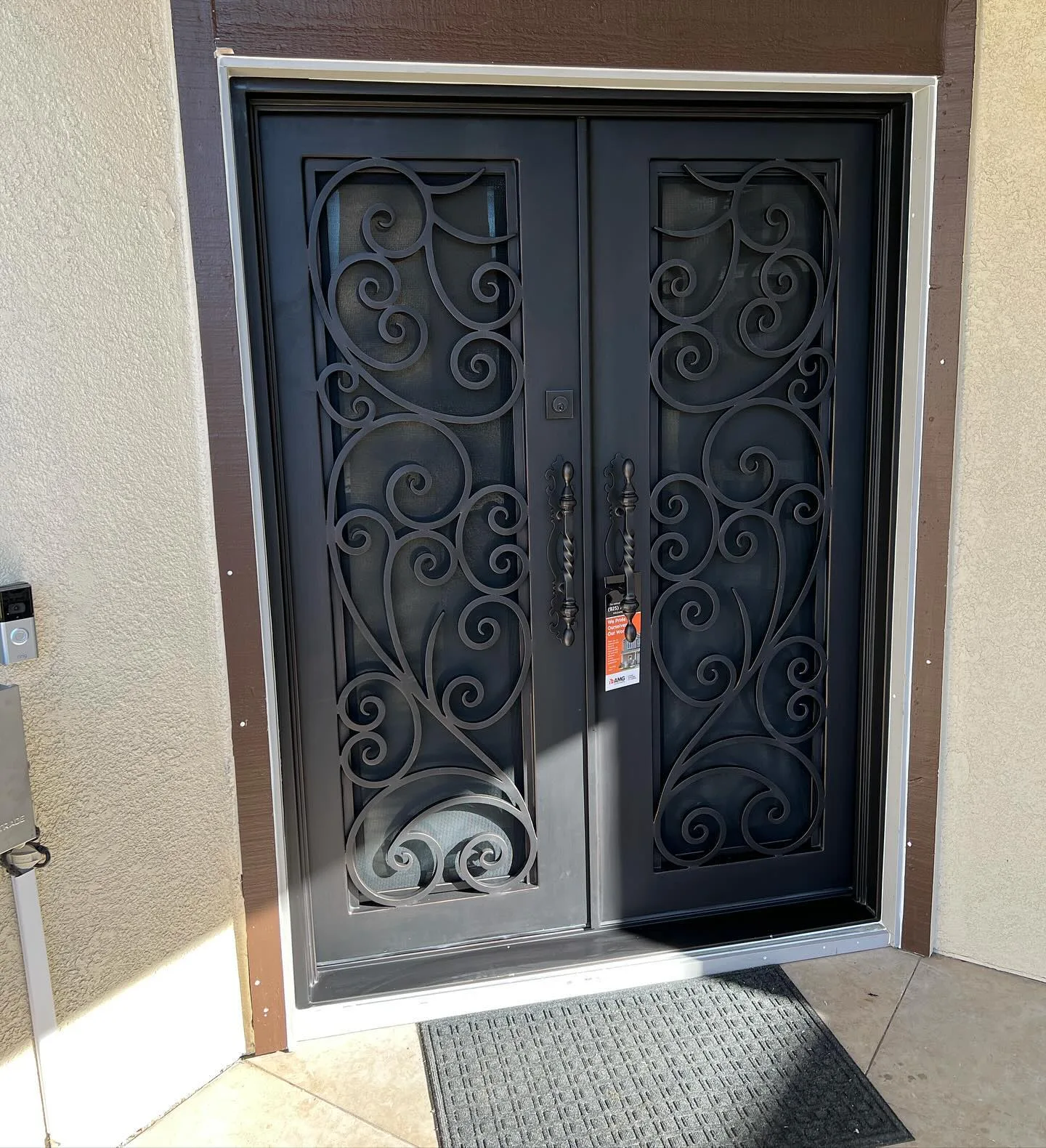 Custom Double Iron Entry Door Installation
