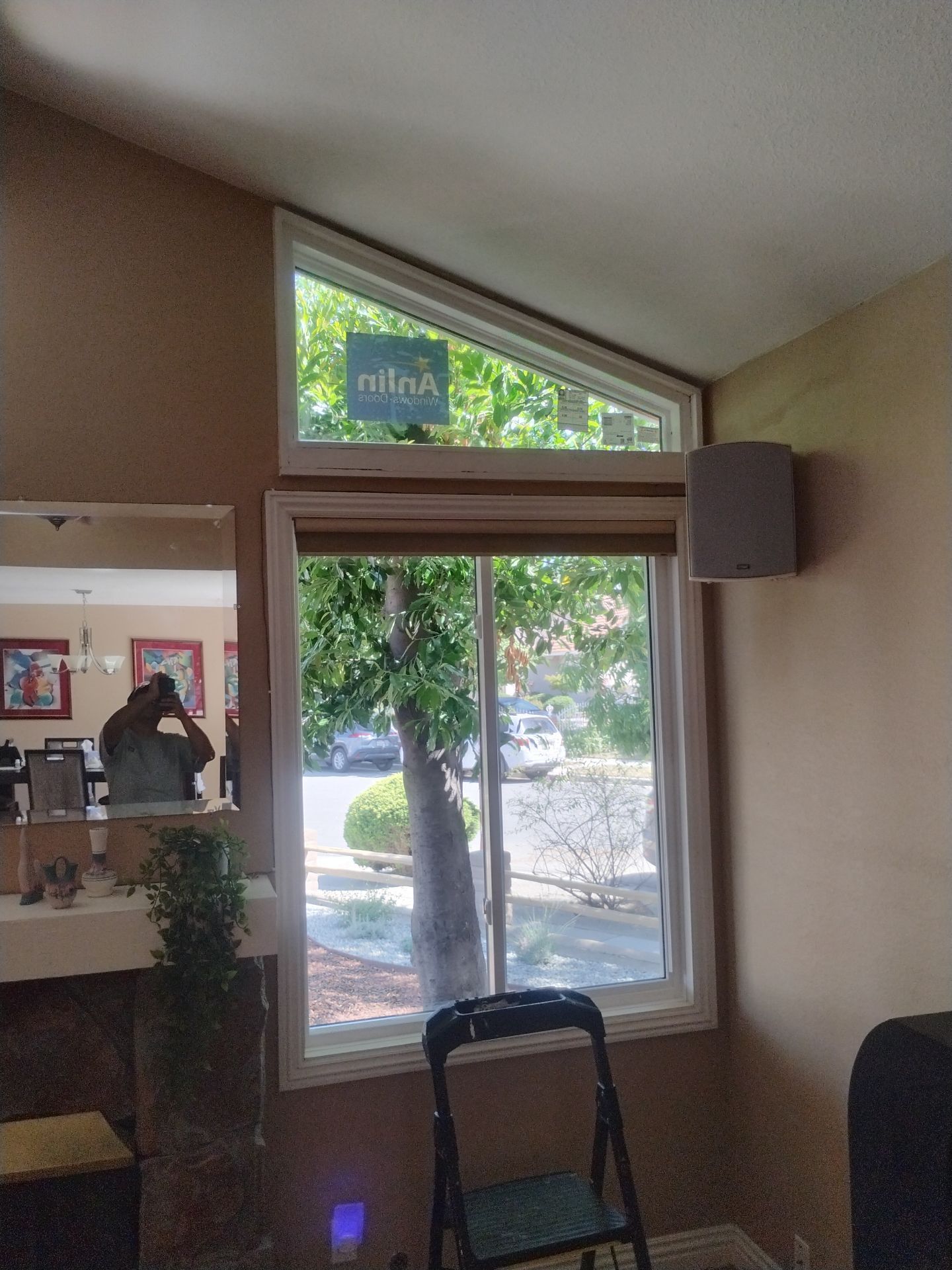 Geometric window replacement after photo in San Jose CA — specialty shaped replacement window installed by AMG Doors and Windows — photo 11 of 18