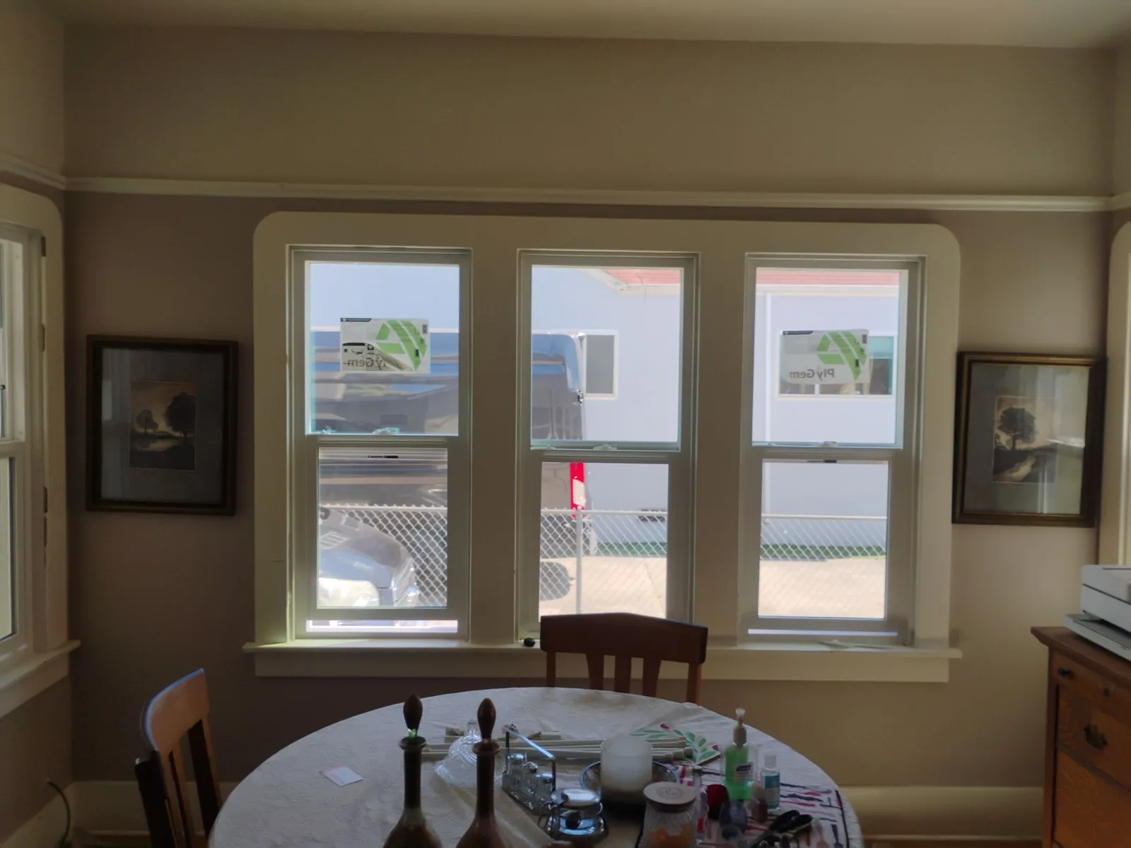 New Ply Gem dual-pane windows viewed from the Hayward dining room