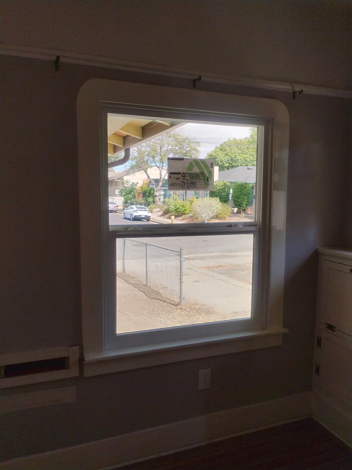 Interior view looking out through a new dual-pane window in Hayward