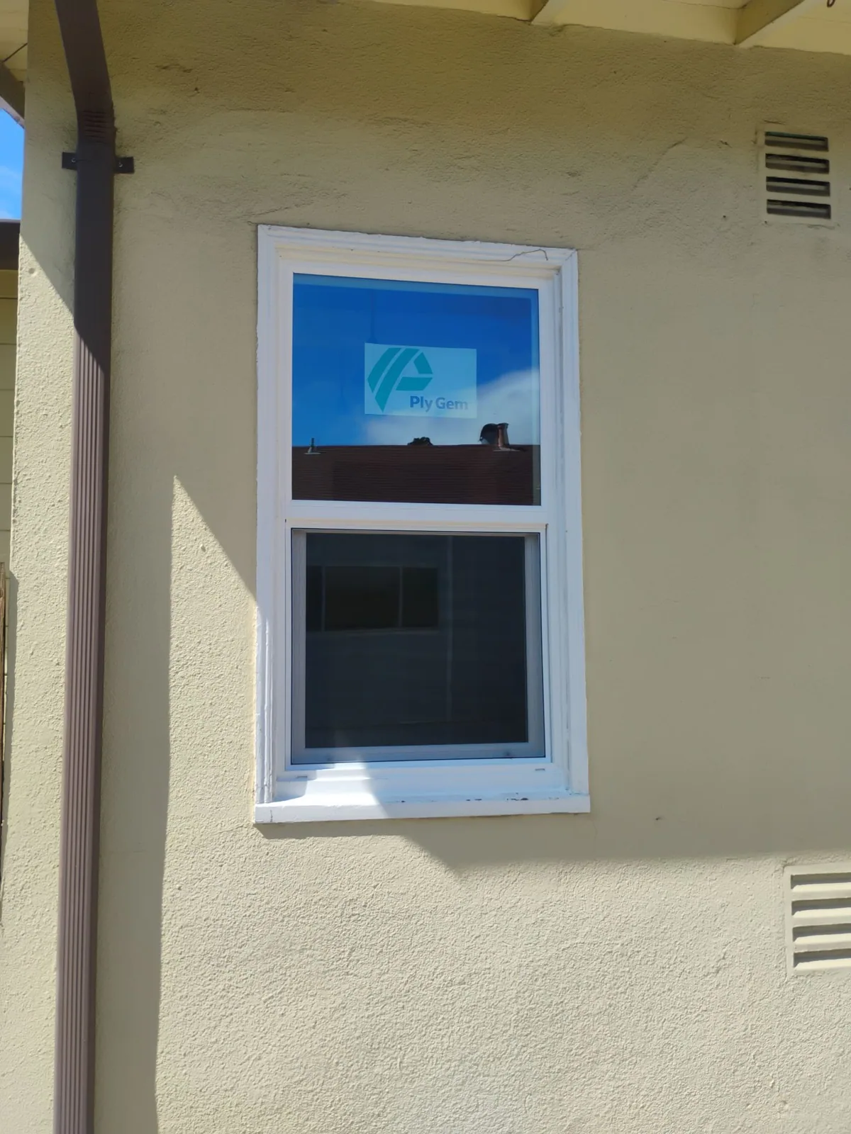 New dual-pane window on the rear elevation of the Hayward home