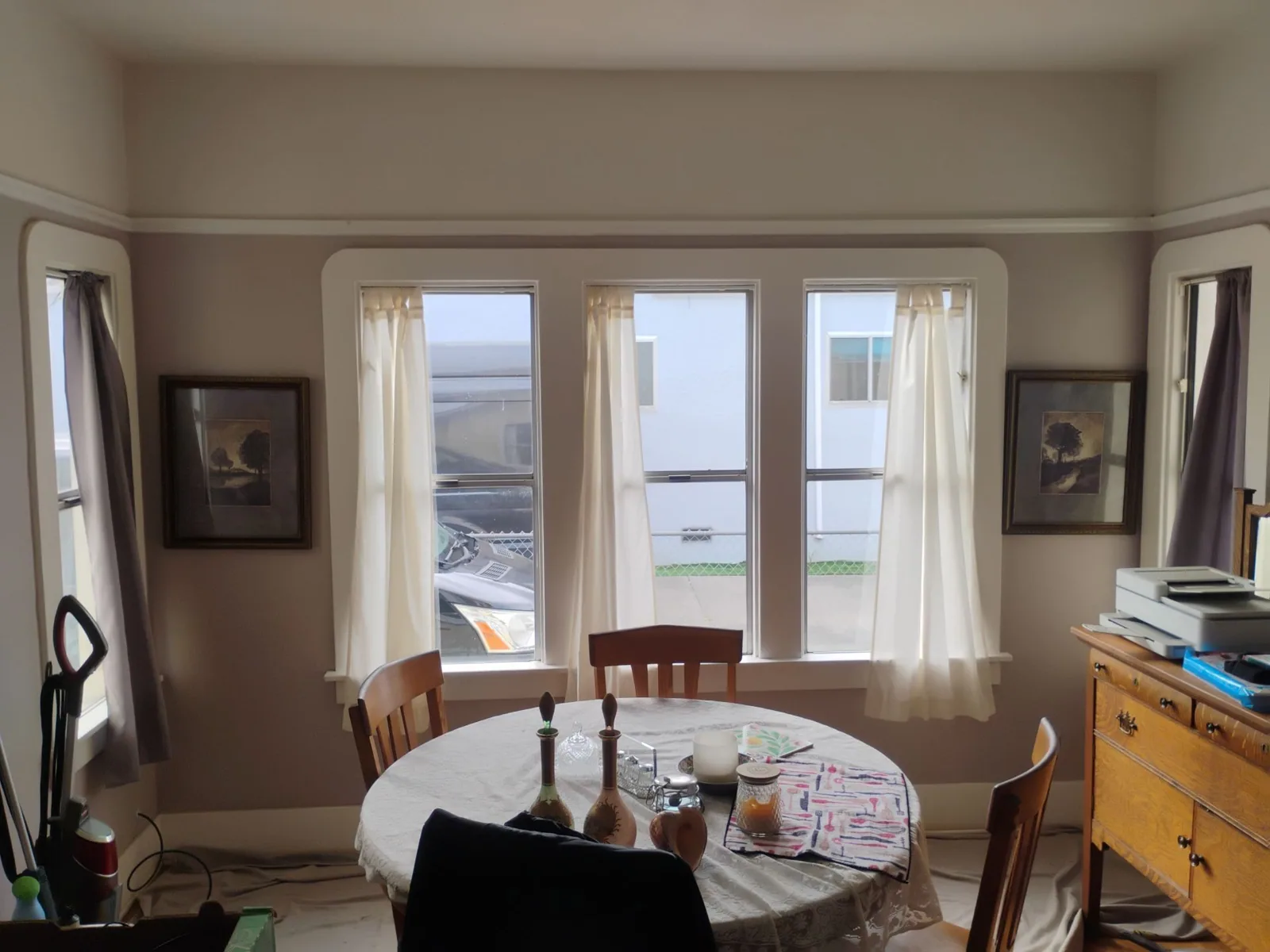 Original aluminum dining-room windows before replacement