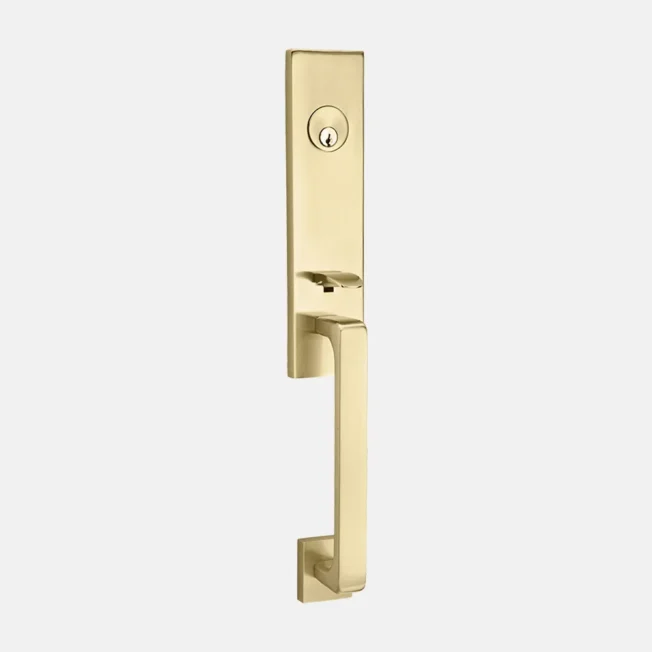 Emtek Davos handleset in Satin Brass
