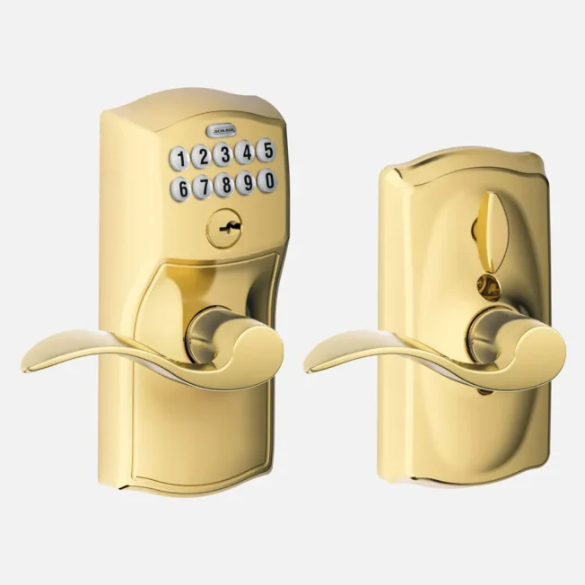 Schlage Accent Lever Keypad in Bright Brass